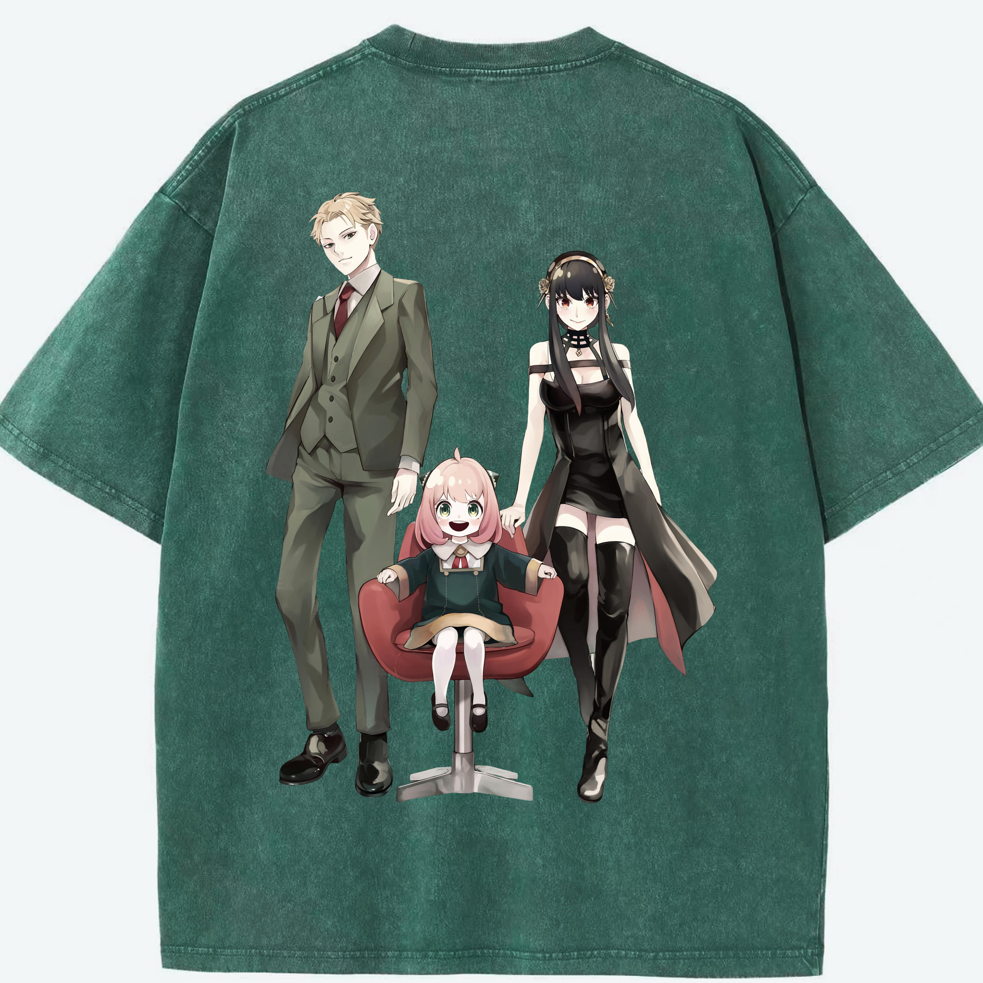 （画像用） SPY×FAMILY间谍家家酒 綿100% ヴィンテージ風 半袖Tシャツ（背面プリント）